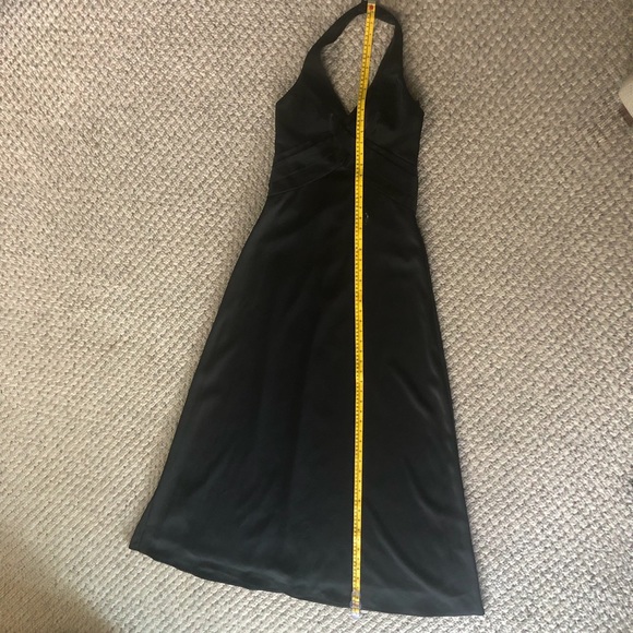 Black Satin Evening Prom Cocktail Gown Halter Top - Picture 11 of 15